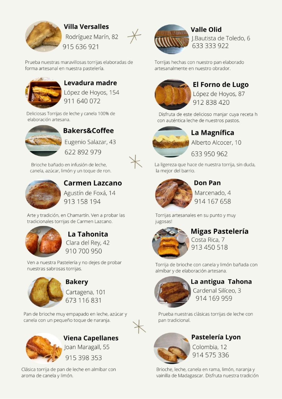 Detalle de las 14 torrijas de la Ruta de las Torrijas de Chamartín