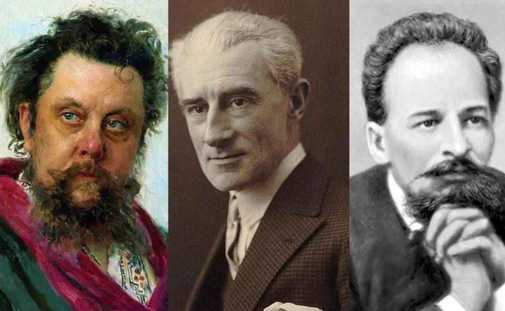 Los compositores M. Múrsorgski y M. Ravel, y el pintor y arquitecto Viktor Hartmann